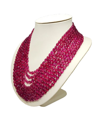Natural Ruby Oval Shape Plain Loose Gemstone 9 Layer Beads Necklace | 1146cts