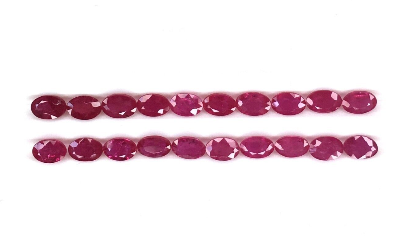 2Pcs Natural Mozambique Ruby 6x4mm Oval Precious Loose Gemstone For Jewelry Gift