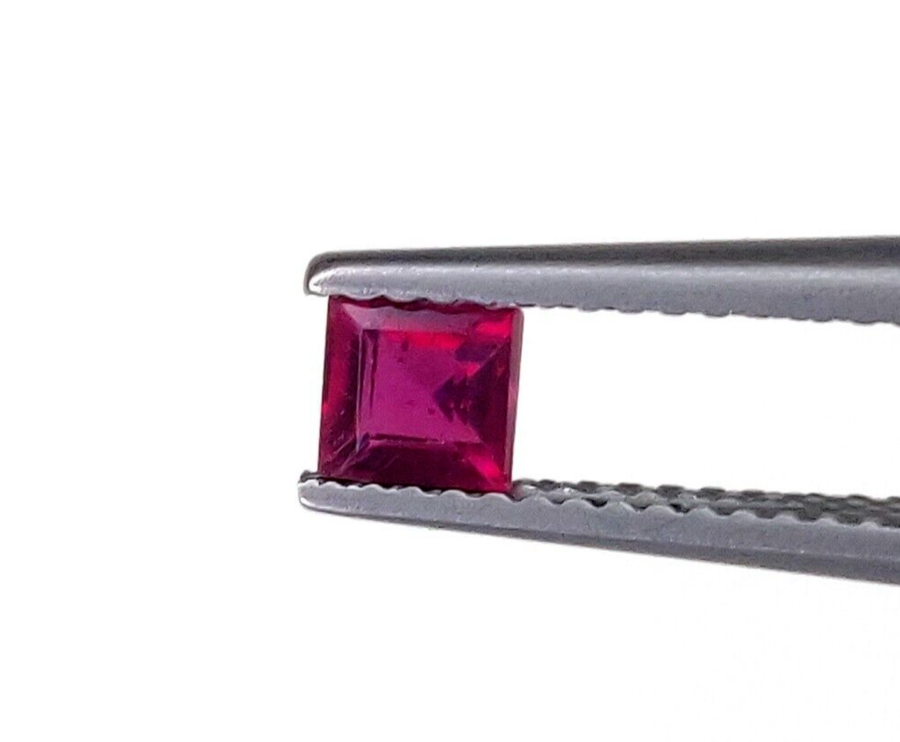 15 Pcs Natural Ruby 4mm Square Shape Precious Loose Gemstones For Jewelry Making
