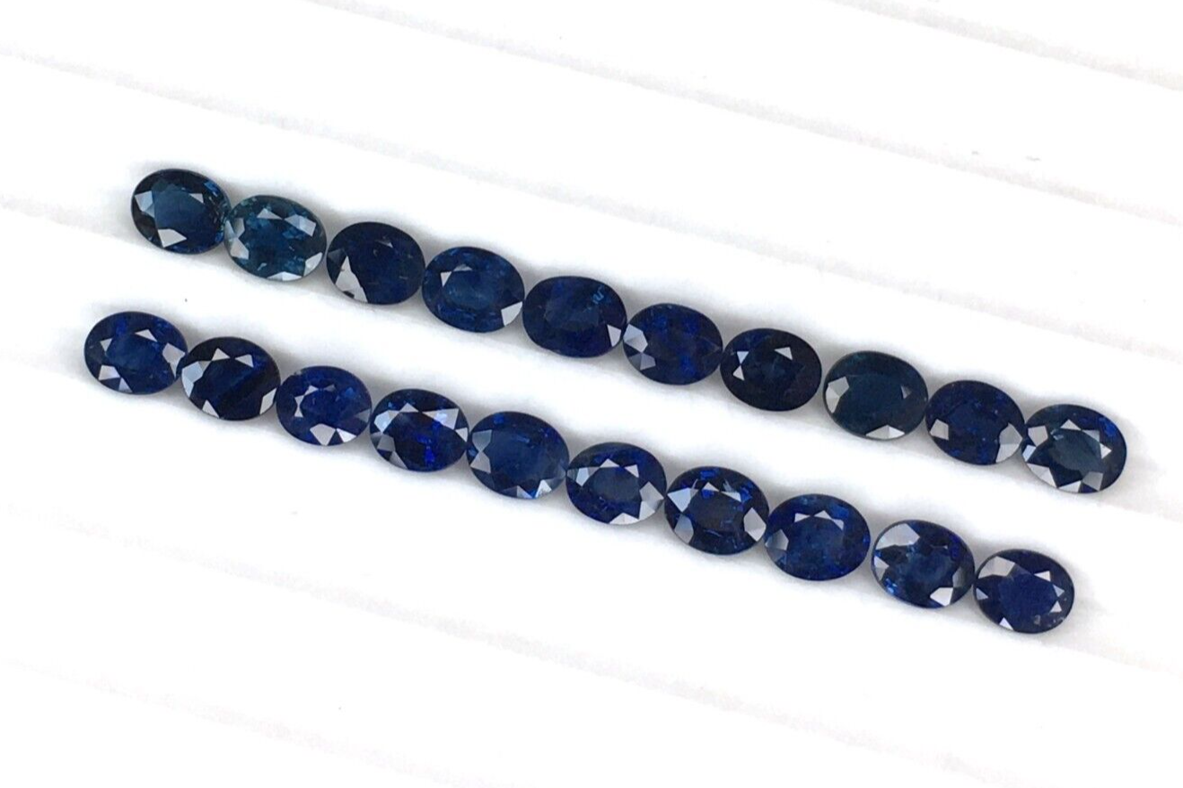 2 Pcs Natural Blue Sapphire 5x4mm Oval Loose Gemstone For Jewelry Making Gifts
