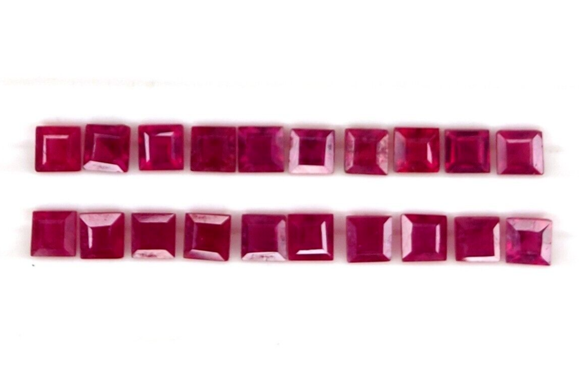 15 Pcs Natural Ruby 4mm Square Shape Precious Loose Gemstones For Jewelry Making