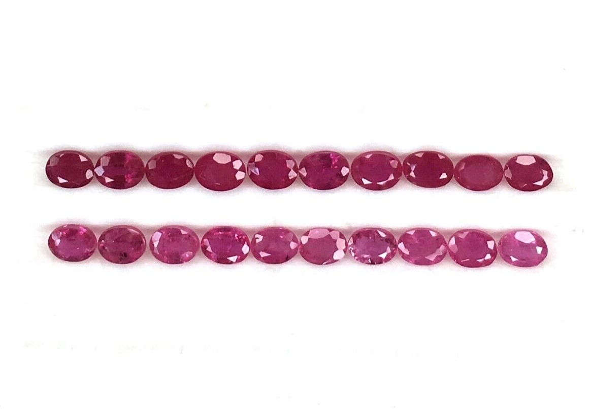 4Pcs Natural Mozambique Ruby 4x3mm Oval Precious Loose Gemstone For Jewelry Gift