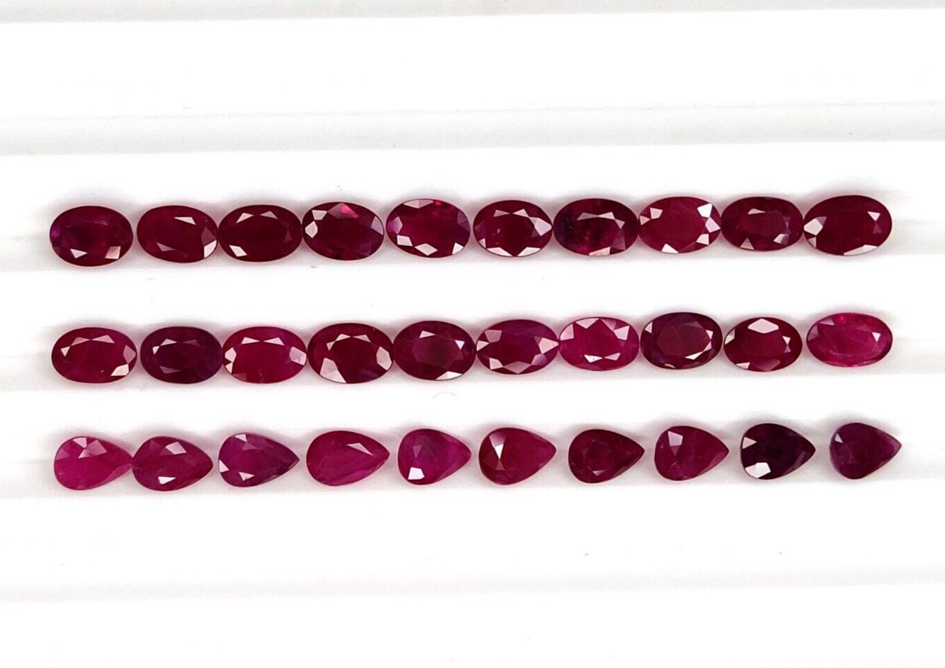 Natural Red Ruby Oval & Pear Shape 6x4mm 4 Pcs Loose Certified Precious Gemstone