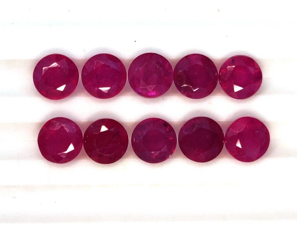 10 Pcs Natural Ruby 5.5mm Round Shape Precious Loose Gemstones For Jewelry