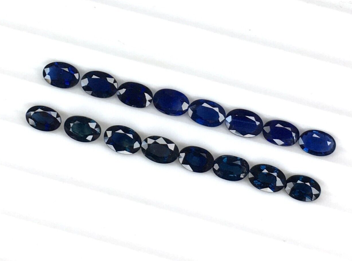 2 Pcs Natural Blue Sapphire 6x4mm Oval Loose Gemstone For Jewelry Making Gifts