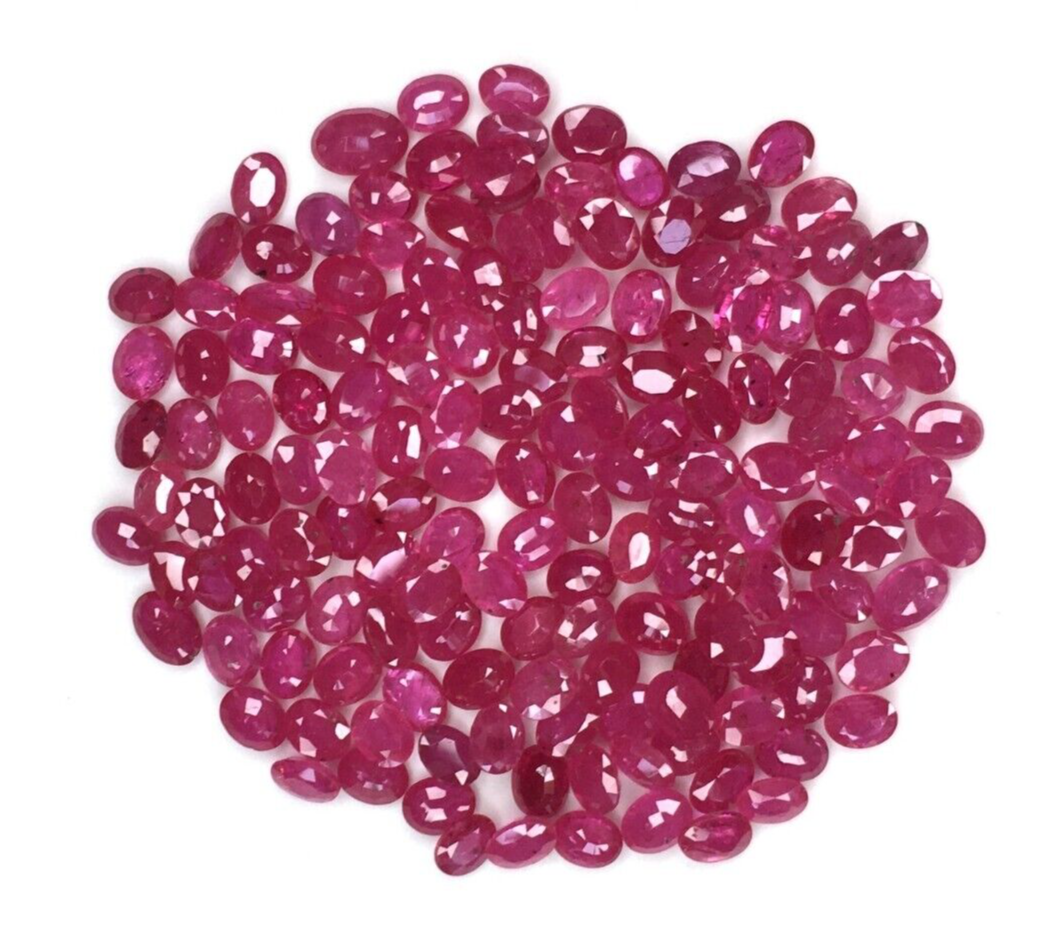 2Pcs Natural Mozambique Ruby 5x4mm Oval Precious Loose Gemstone For Jewelry Gift