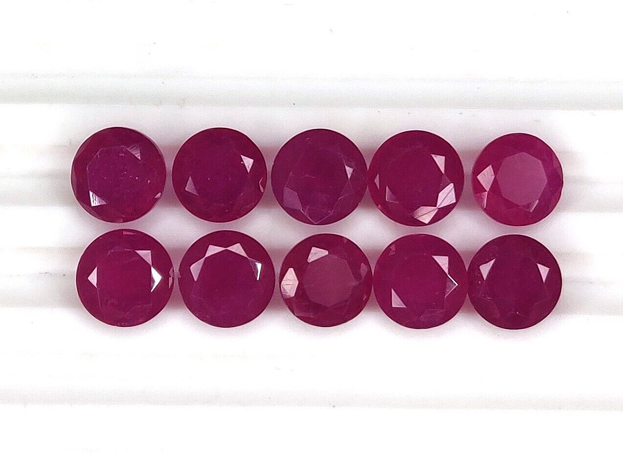 5 Pcs Natural Ruby 7mm Round Shape Precious Loose Gemstones For Jewelry