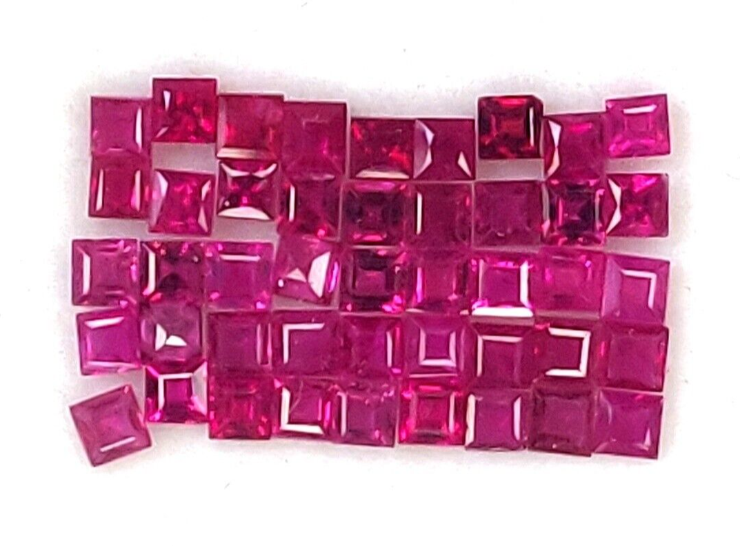 20 Pcs Natural Burma Ruby 2mm Square Shape Princess Cut Precious Loose Gemstone
