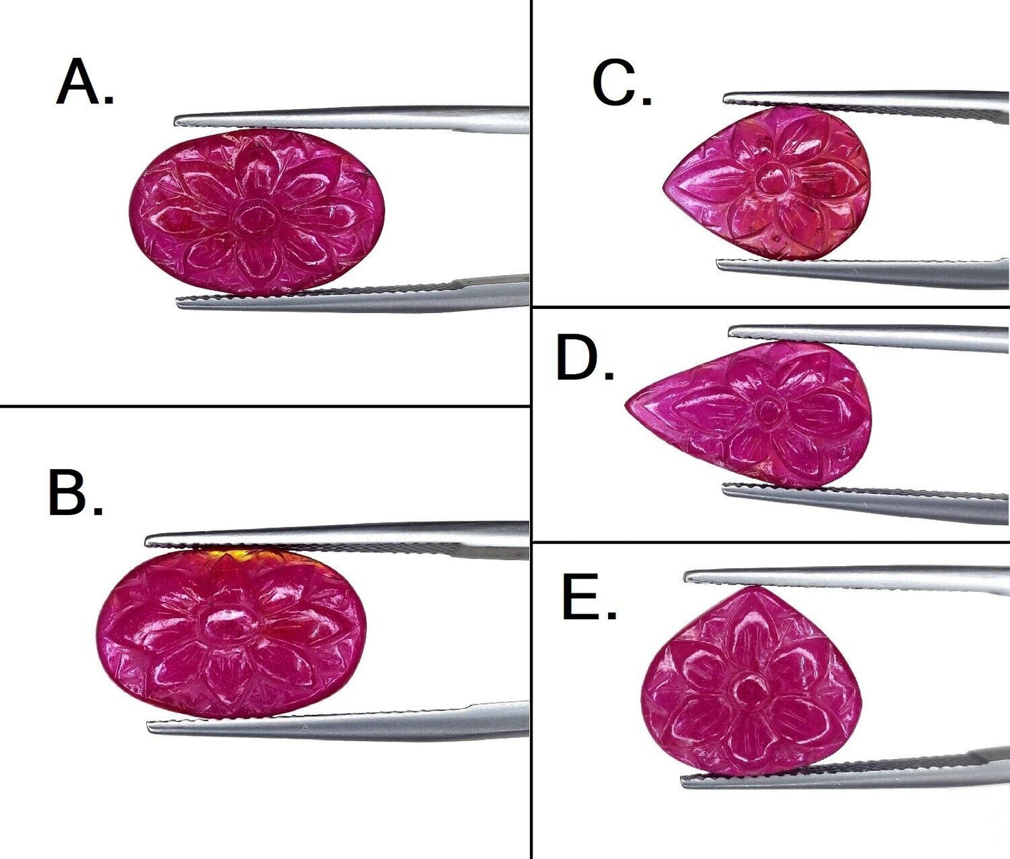 Natural Ruby Oval Pear Heart Shape Hand Carved Flower Loose Gemstone Cabochons