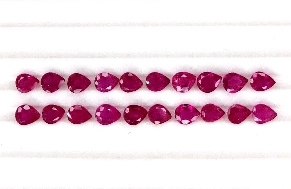 10 Pcs Natural Ruby 5x4mm Pear Shape Precious Loose Gemstones For Jewelry Making