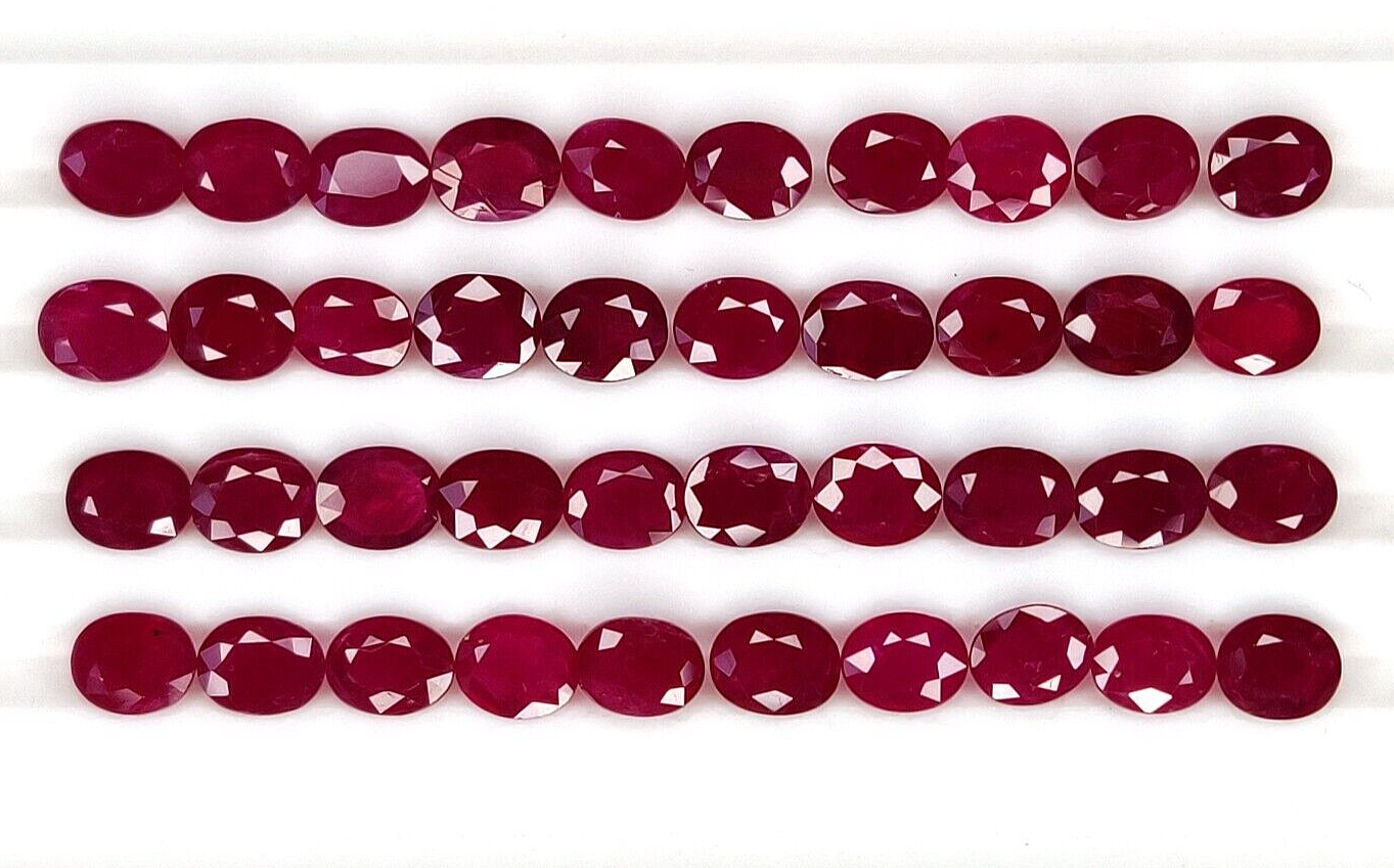 Natural Red Ruby Oval Shape 5x4mm 4 Pieces Loose Certified Precious Gemstone