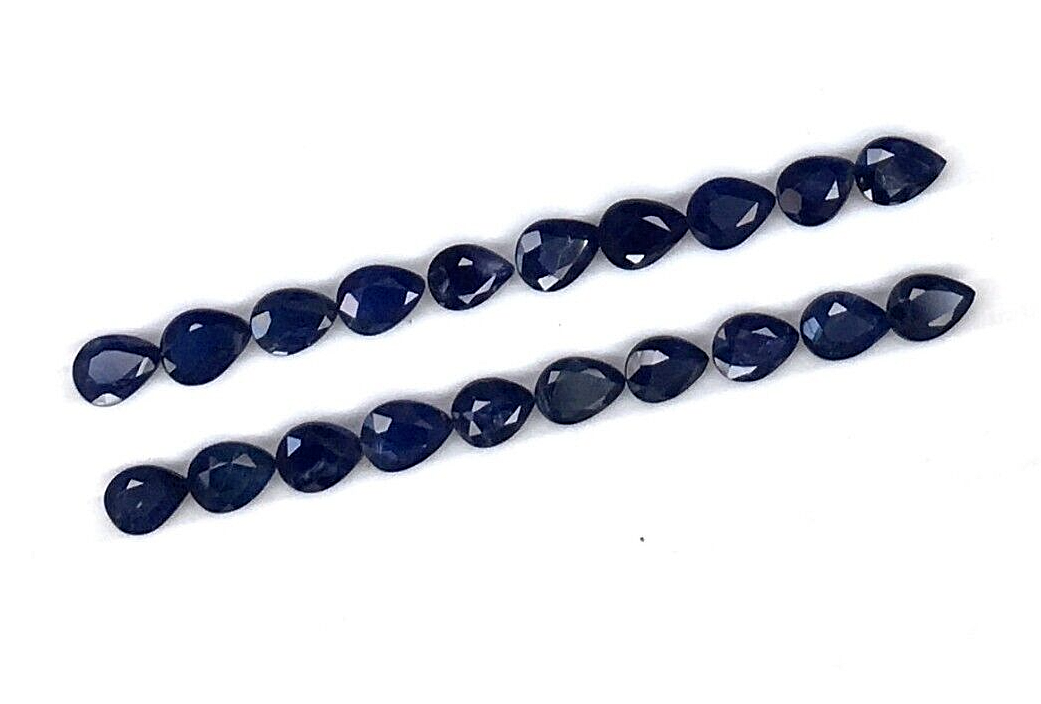 15 Pcs Natural Blue Sapphire 4x3mm Pear Shape Precious Loose Certified Gemstones