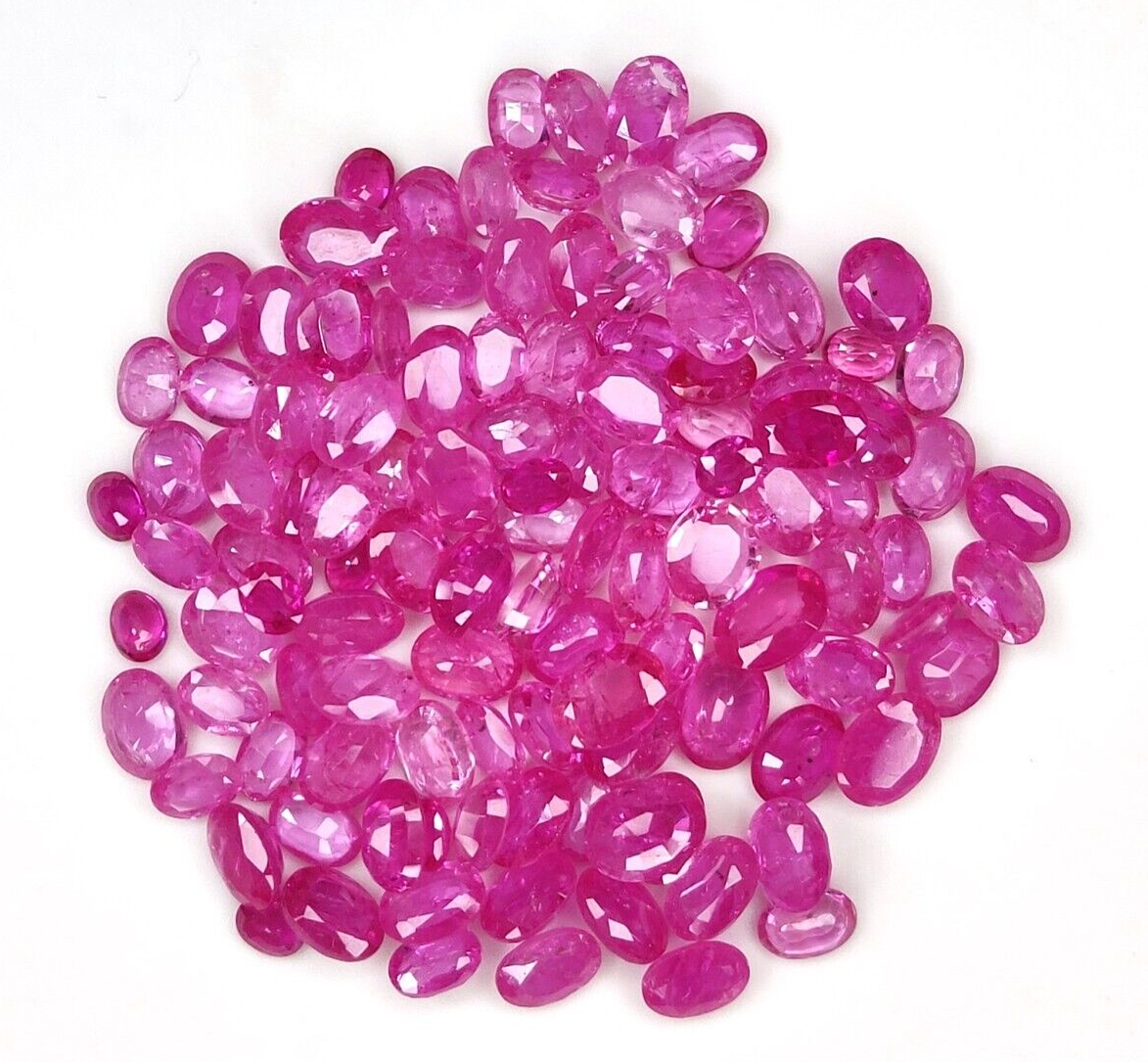 2 Pcs Natural Pink Sapphire 6x4mm Oval Precious Loose Gemstone For Jewelry Gifts