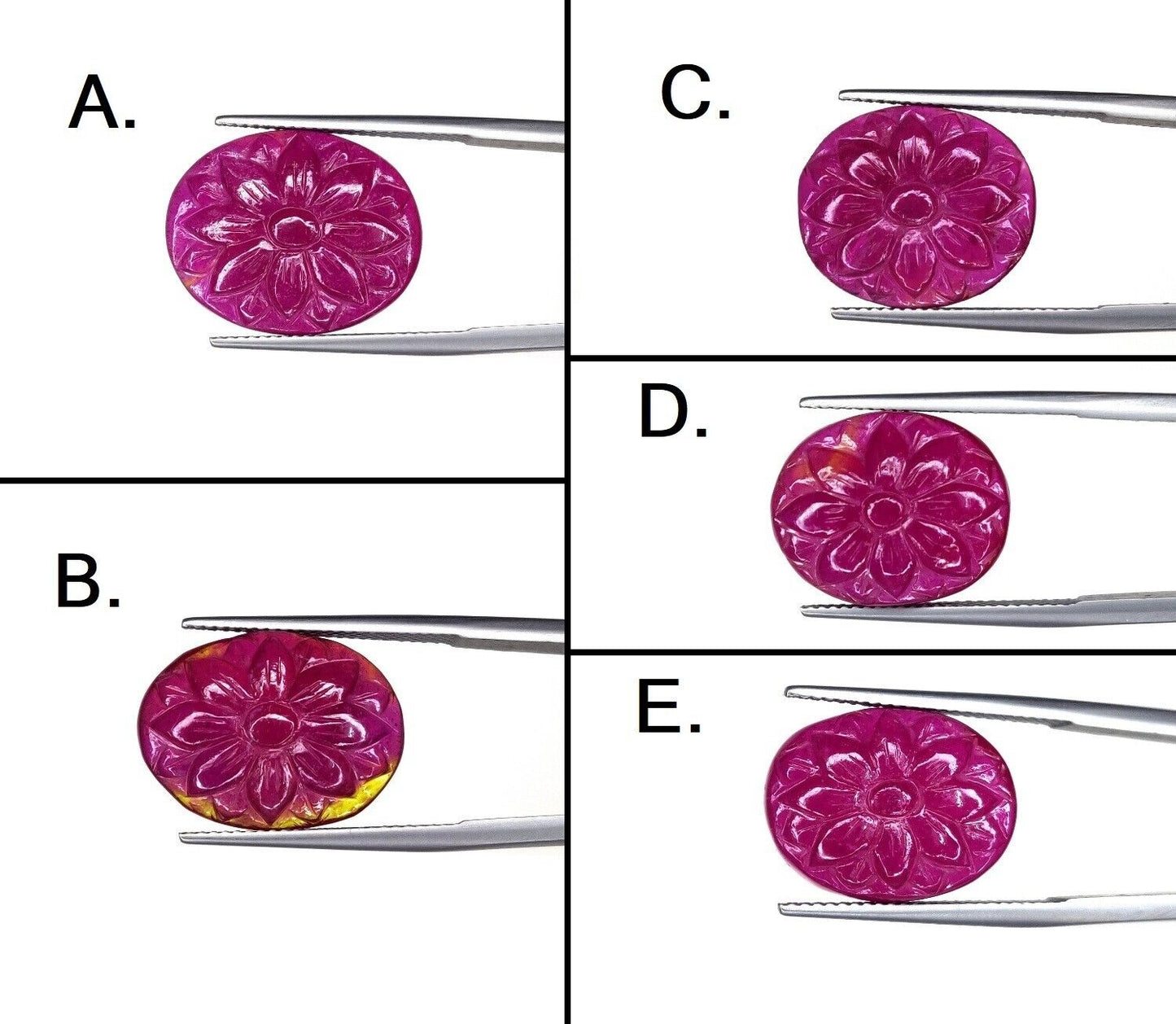 Natural Ruby Oval Pear Heart Fancy Hand Carved Flower Loose Gemstone Cabochons