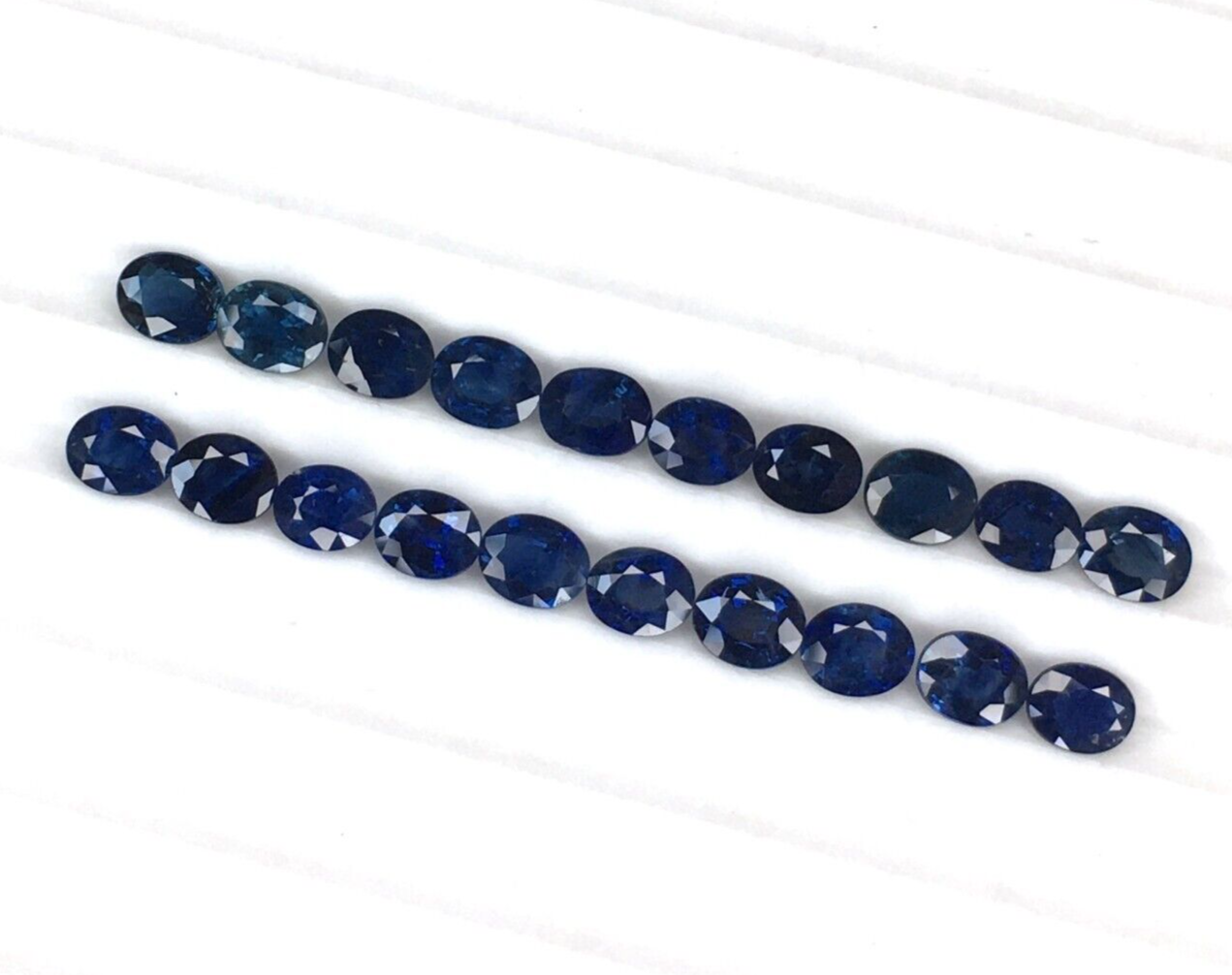 2 Pcs Natural Blue Sapphire 6x4mm Oval Loose Gemstone For Jewelry Making Gifts