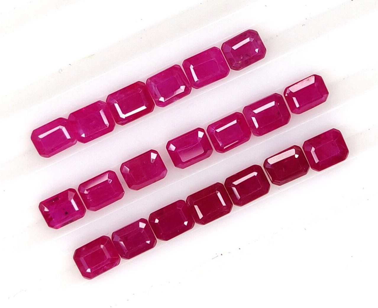 2 Pcs Natural Burma Red Ruby 5x4mm Octagon Shape Precious Loose Gemstone