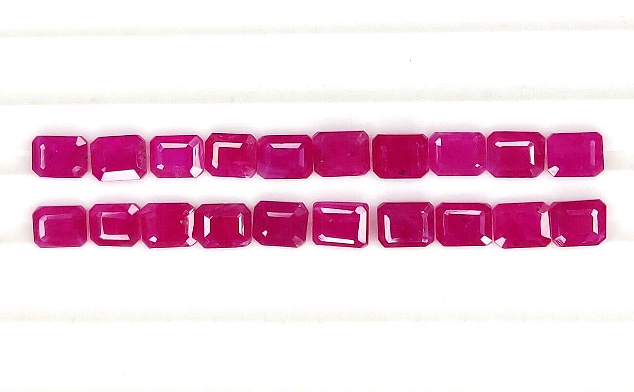 2Pcs Natural Ruby 5x4mm Octagon Shape Precious Loose Gemstone For Jewelry Making
