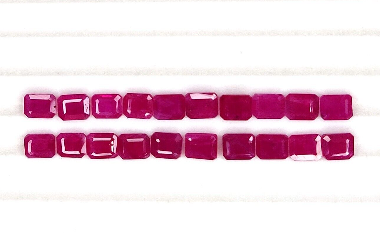 4 Pcs Natural Ruby 6x4mm Octagon Precious Loose Luster Gemstone For Jewelry Gift