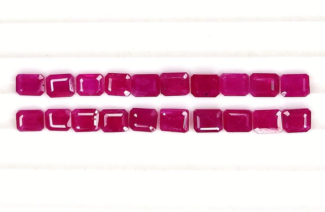 2Pcs Natural Ruby 5x4mm Octagon Shape Precious Loose Gemstone For Jewelry Making