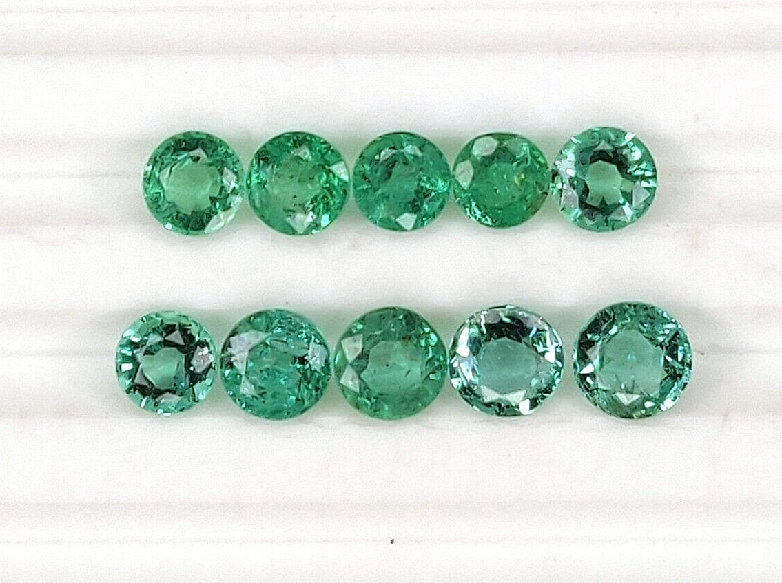 50 Pcs Natural Zambian Emerald 3.5mm Round Loose Precious Certified Gemstones