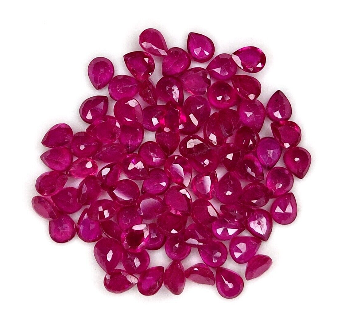 10 Pcs Natural Ruby 5x4mm Pear Shape Precious Loose Gemstones For Jewelry Making
