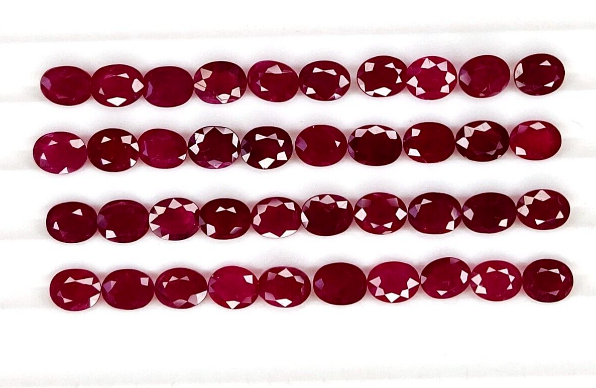 Natural Red Ruby Oval Shape 5x4mm 4 Pieces Loose Certified Precious Gemstone