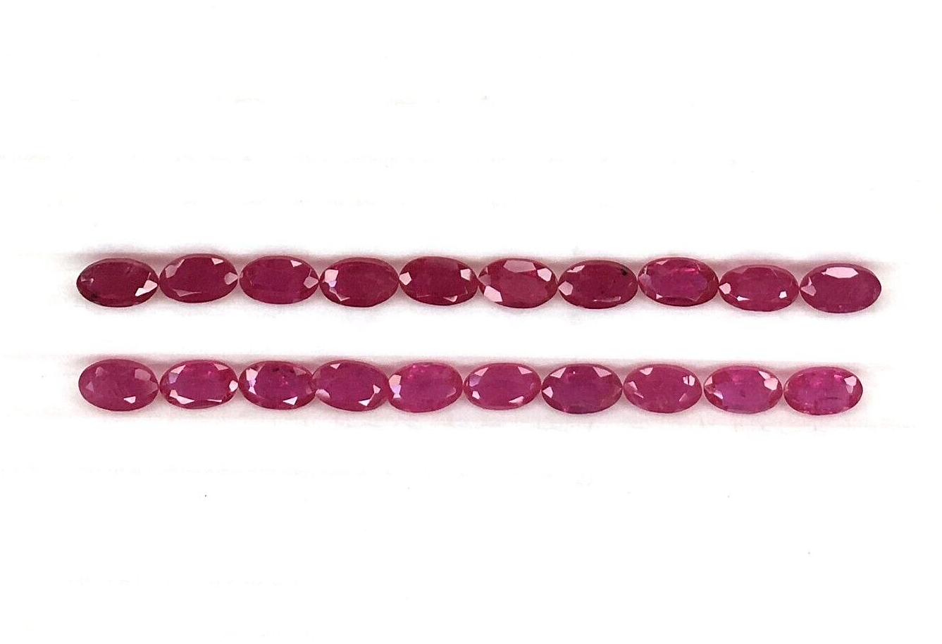2 Pc Natural Mozambique Ruby 5x3mm Oval Precious Loose Gemstone For Jewelry Gift