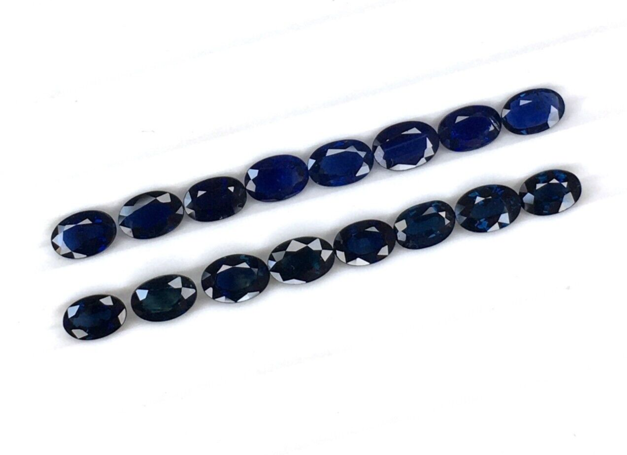 2 Pcs Natural Blue Sapphire 6x4mm Oval Loose Gemstone For Jewelry Making Gifts