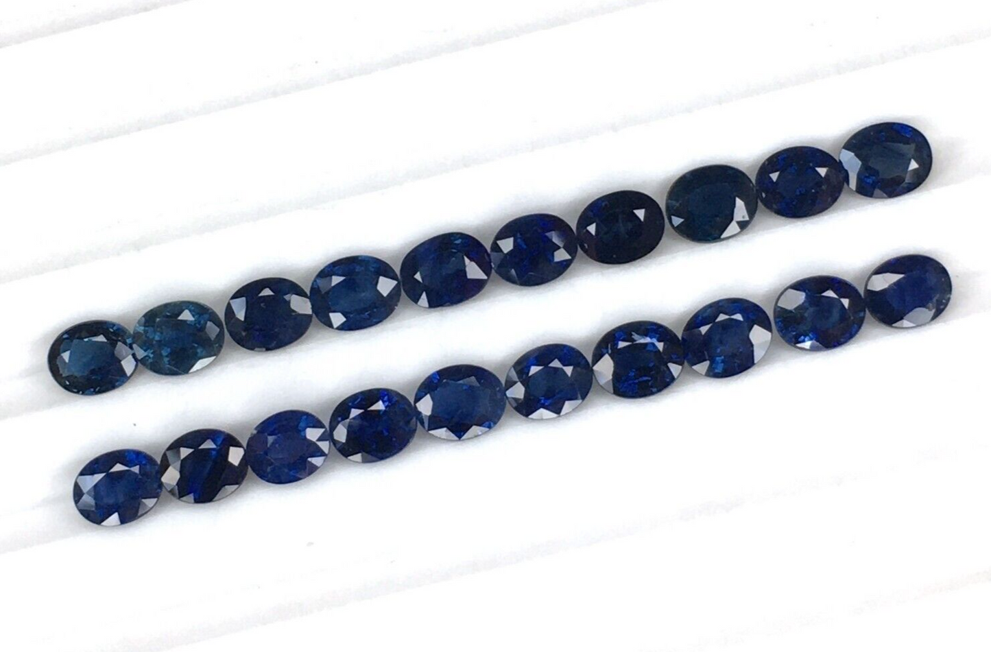 2 Pcs Natural Blue Sapphire 5x4mm Oval Loose Gemstone For Jewelry Making Gifts