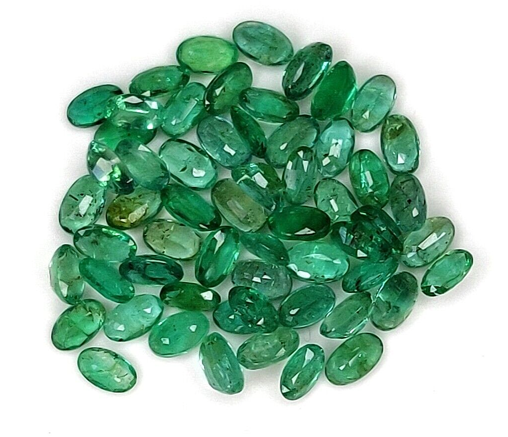 2 Pcs Natural Zambian Emerald 6x4mm Oval Precious Gemstones For Jewelry Making