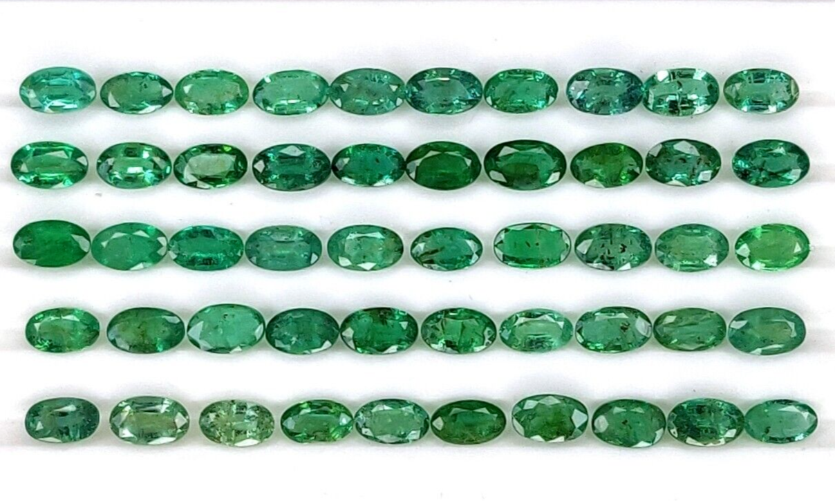 2 Pcs Natural Zambian Emerald 5x3mm Oval Precious Gemstones For Jewelry Making
