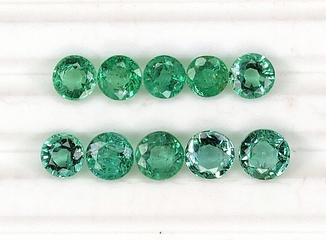 50 Pcs Natural Zambian Emerald 4mm Round Loose Precious Certified Gemstones