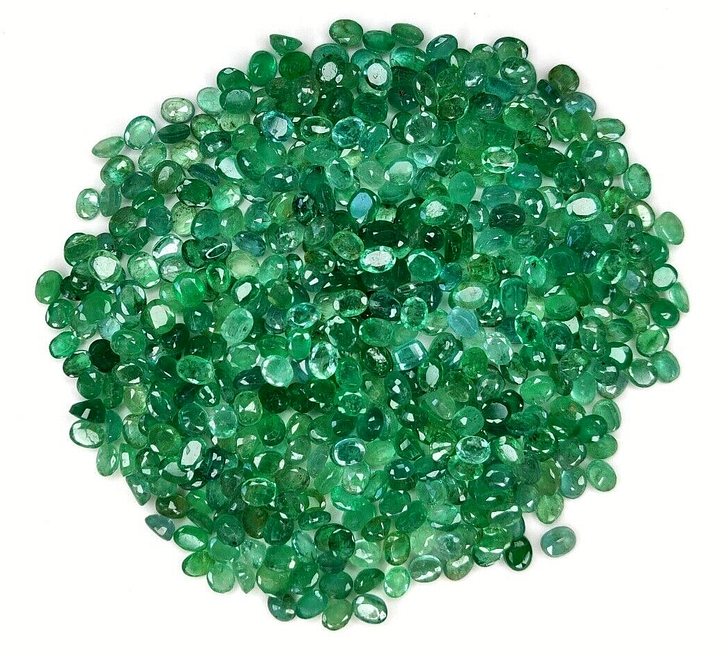5 Pcs Natural Zambian Emerald 5x4mm Oval Precious Gemstones For Jewelry Making