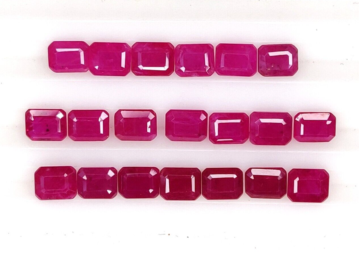 2 Pcs Natural Burma Red Ruby 5x4mm Octagon Shape Precious Loose Gemstone