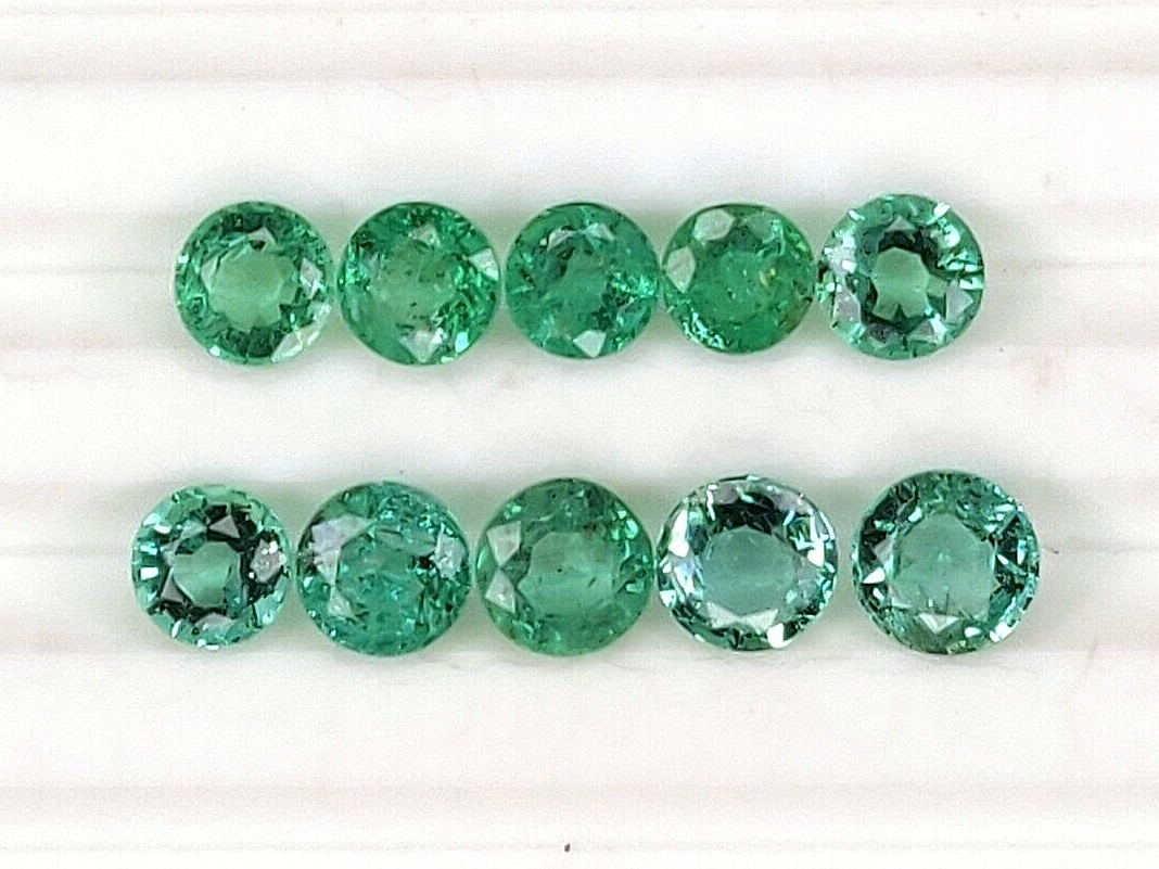 5 Pcs Natural Zambian Emerald 3mm Round Loose Precious Certified Gemstones