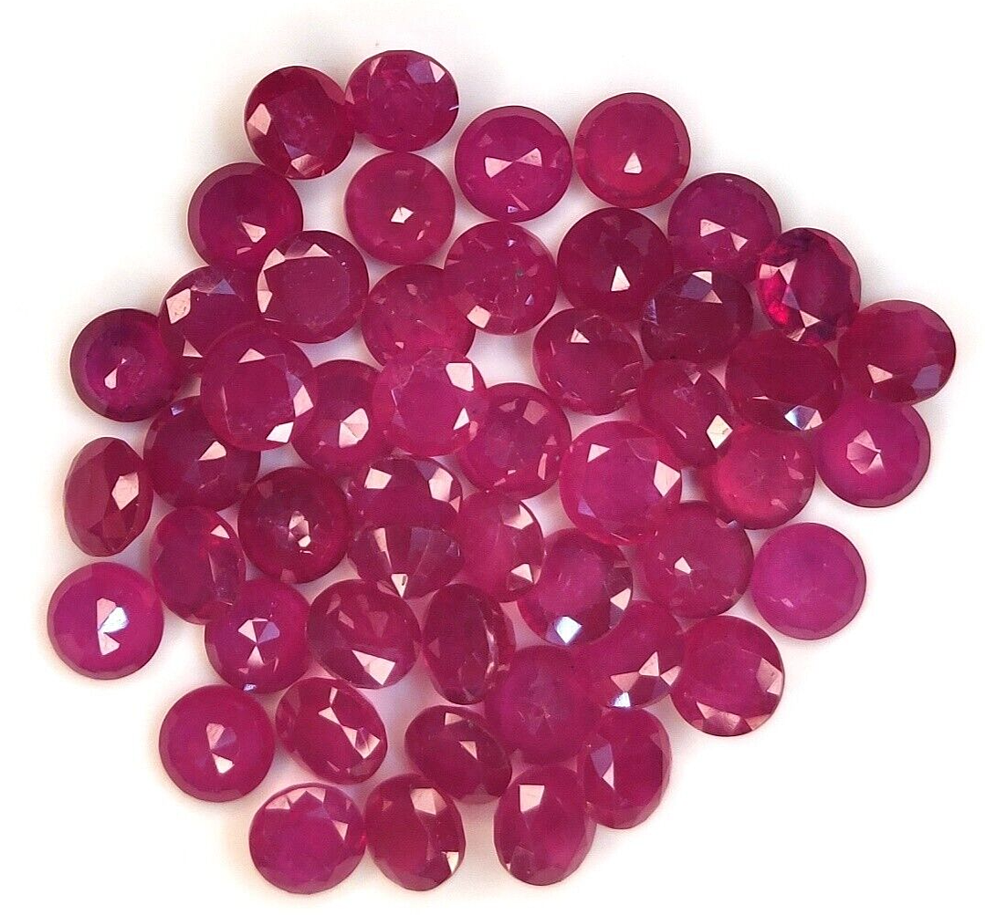 5 Pcs Natural Ruby 7mm Round Shape Precious Loose Gemstones For Jewelry