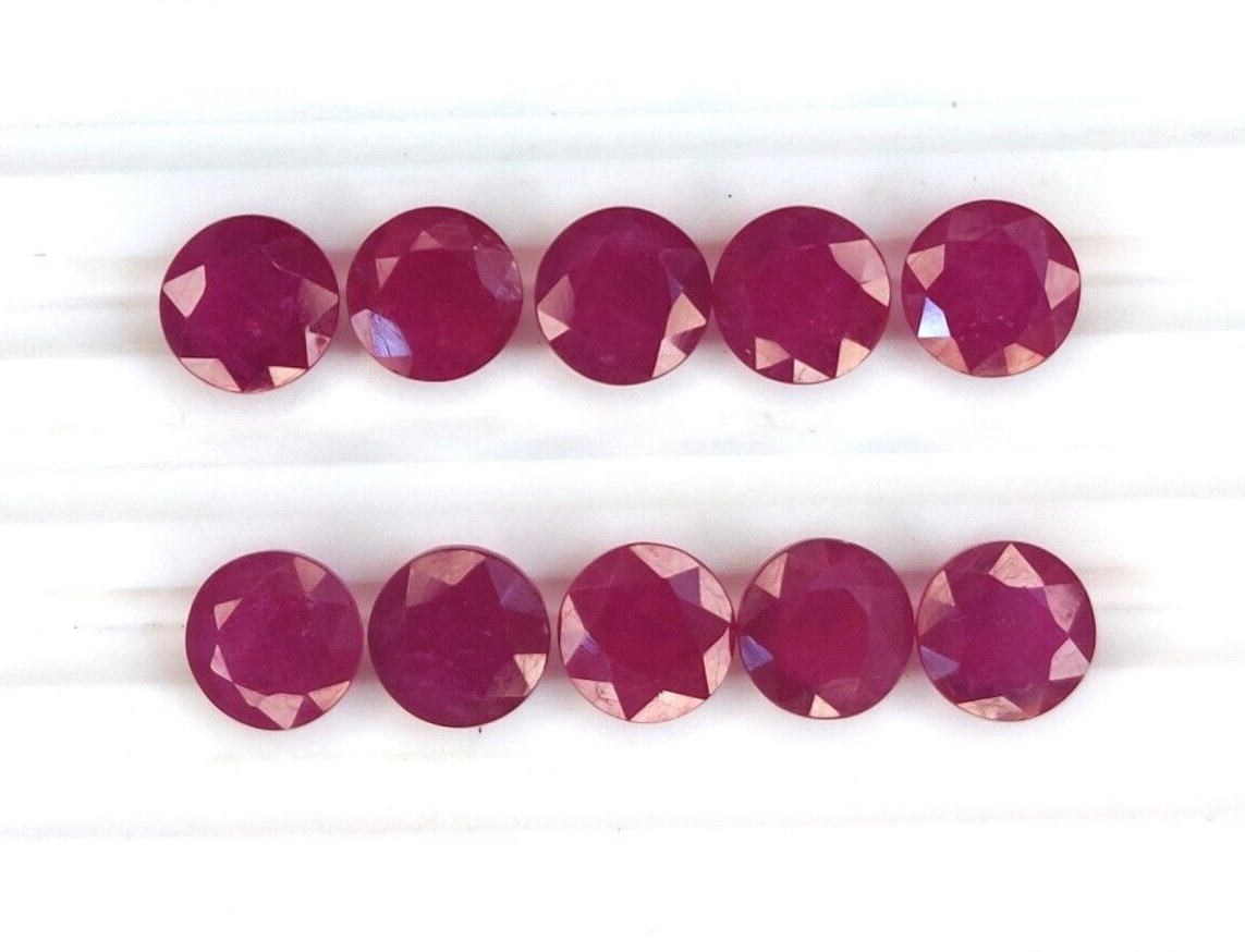 10 Pcs Natural Ruby 6mm Round Shape Precious Loose Gemstones For Jewelry