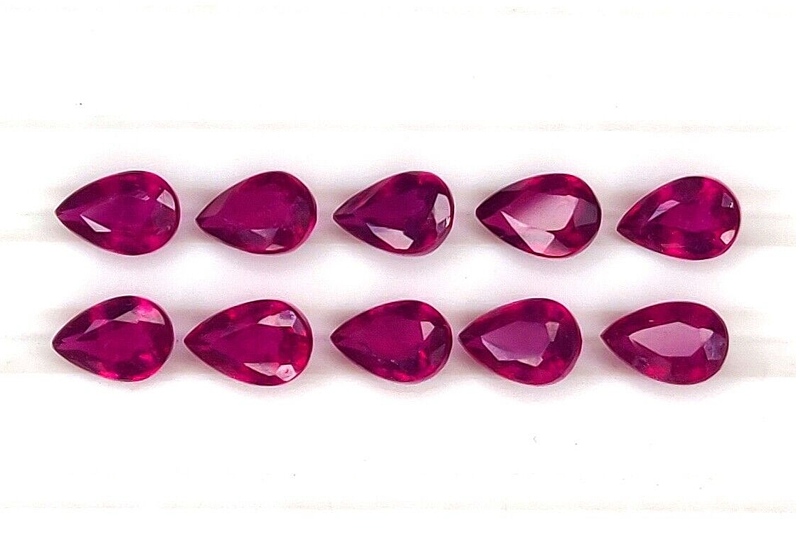 2 Pcs Natural Ruby Top Quality 6x4mm Pear Shape Precious Loose Jewelry Gemstones