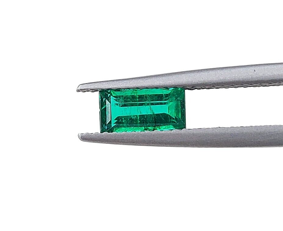 0.82cts Natural Zambian Emerald Baguette, 6x8mm, Faceted Cut and Polished loose
