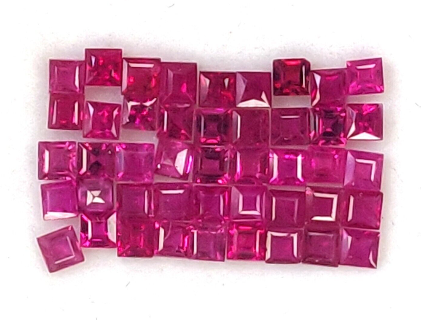 20 Pcs Natural Burma Ruby 2mm Square Shape Princess Cut Precious Loose Gemstone