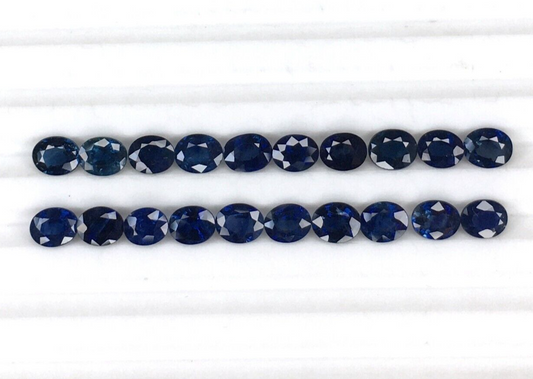 2 Pcs Natural Blue Sapphire 6x4mm Oval Loose Gemstone For Jewelry Making Gifts