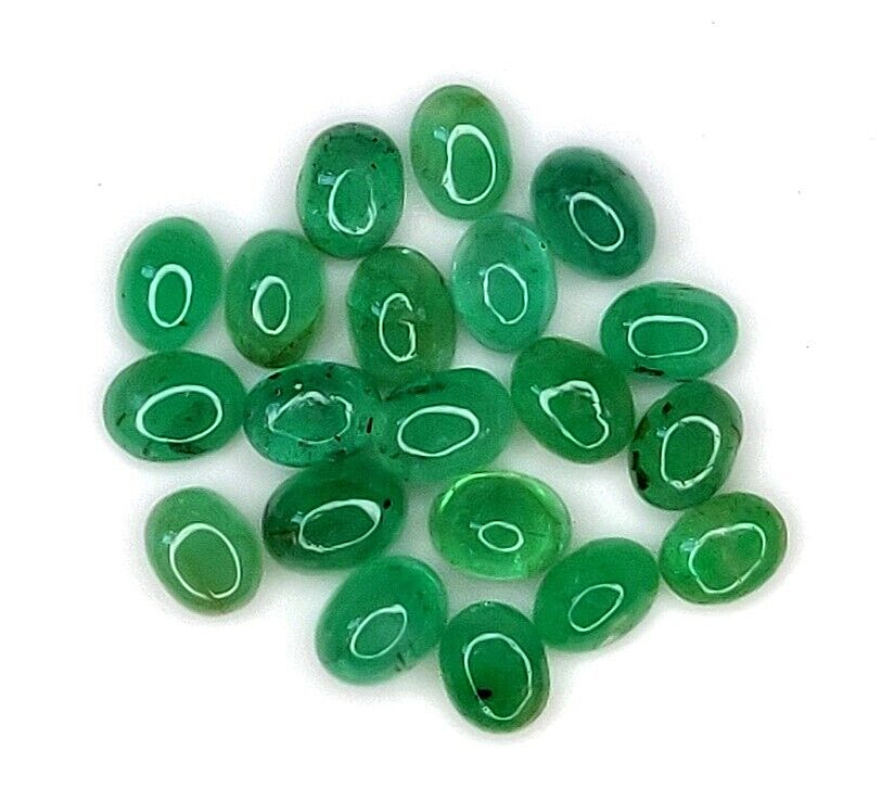 10 Pcs Natural Zambian Emerald 4x3mm Oval Precious Certified Gemstones Cabochon