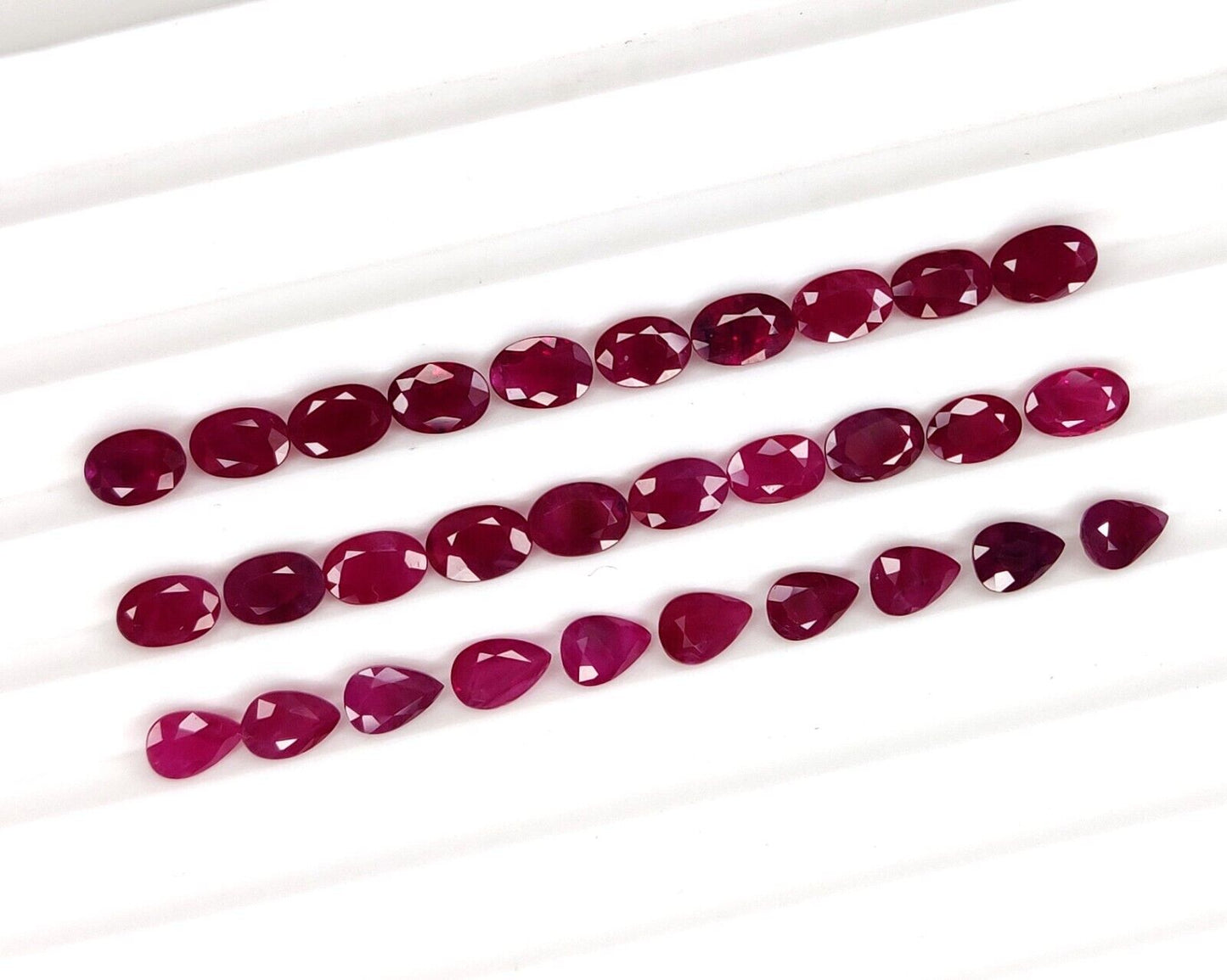 Natural Red Ruby Oval & Pear Shape 6x4mm 4 Pcs Loose Certified Precious Gemstone