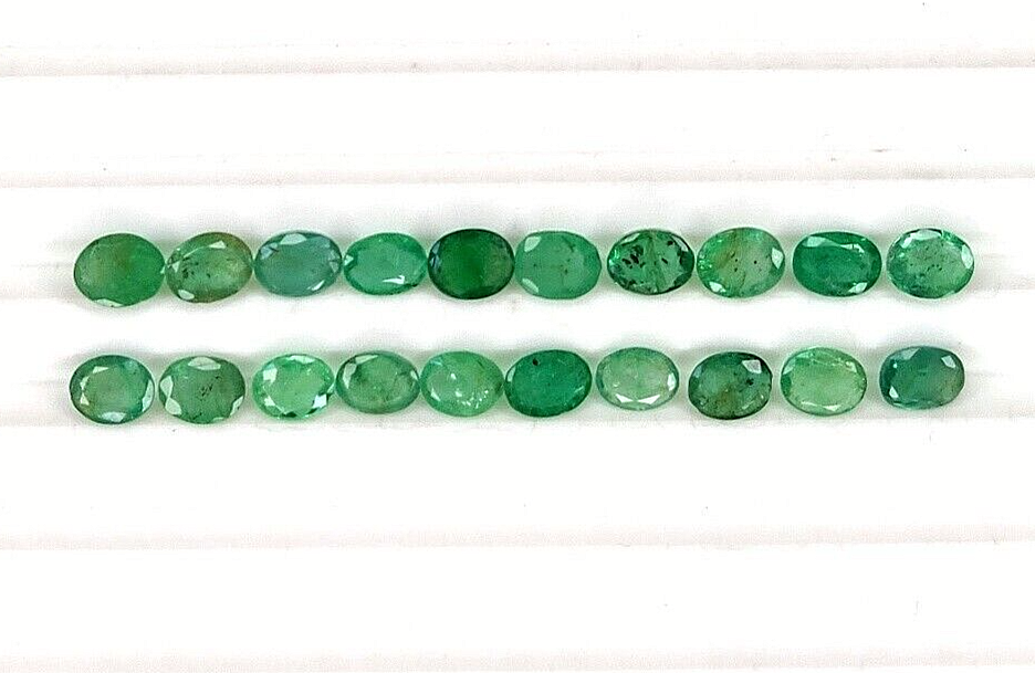 5 Pcs Natural Zambian Emerald 5x4mm Oval Precious Gemstones For Jewelry Making