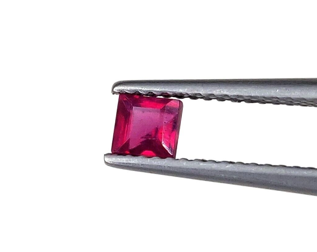 15 Pcs Natural Ruby 4mm Square Shape Precious Loose Gemstones For Jewelry Making