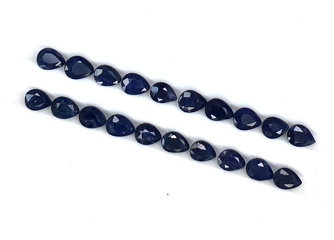 10 Pcs Natural Blue Sapphire 4x3mm Pear Shape Precious Loose Certified Gemstones