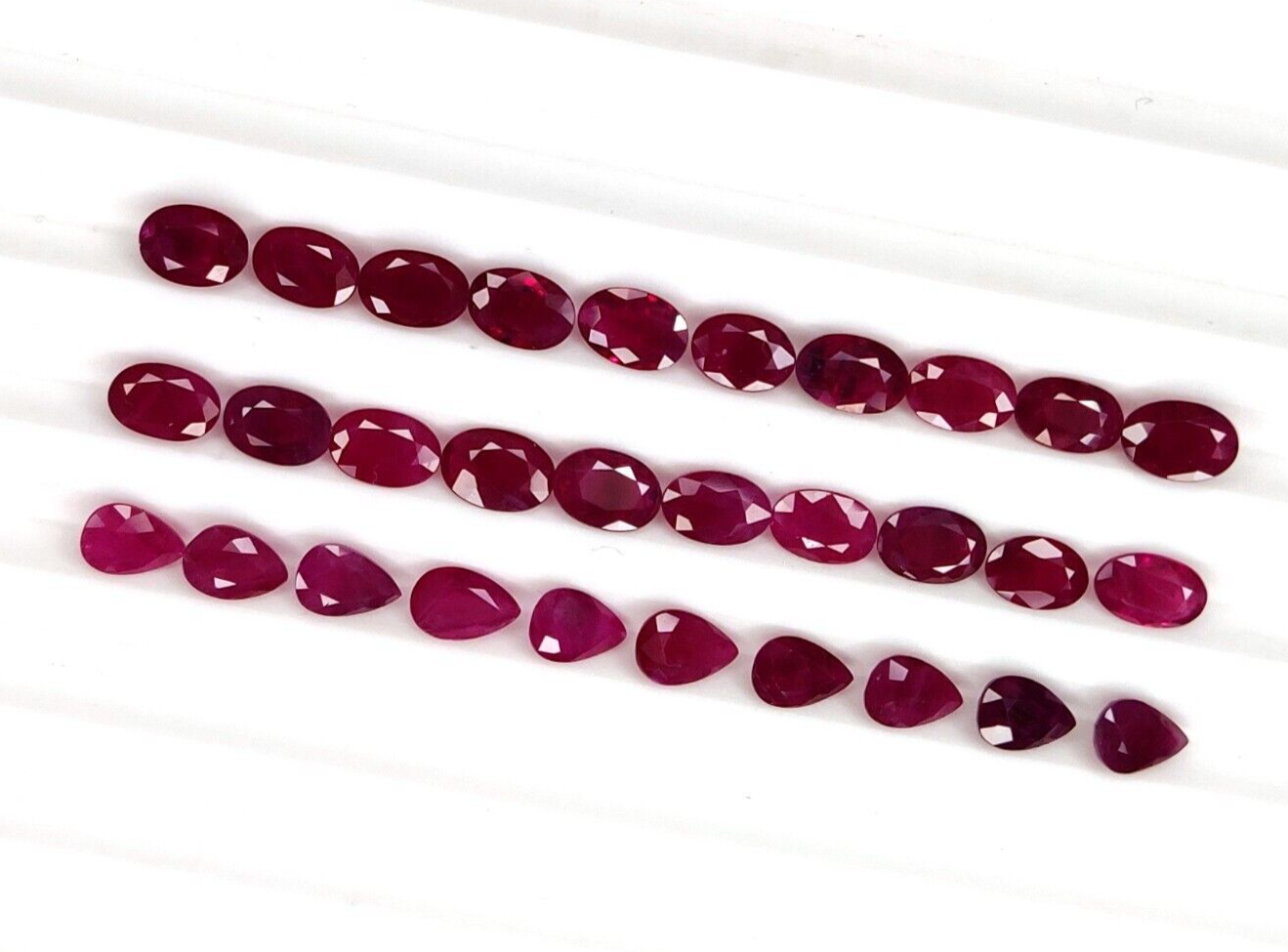 Natural Red Ruby Oval & Pear Shape 6x4mm 4 Pcs Loose Certified Precious Gemstone
