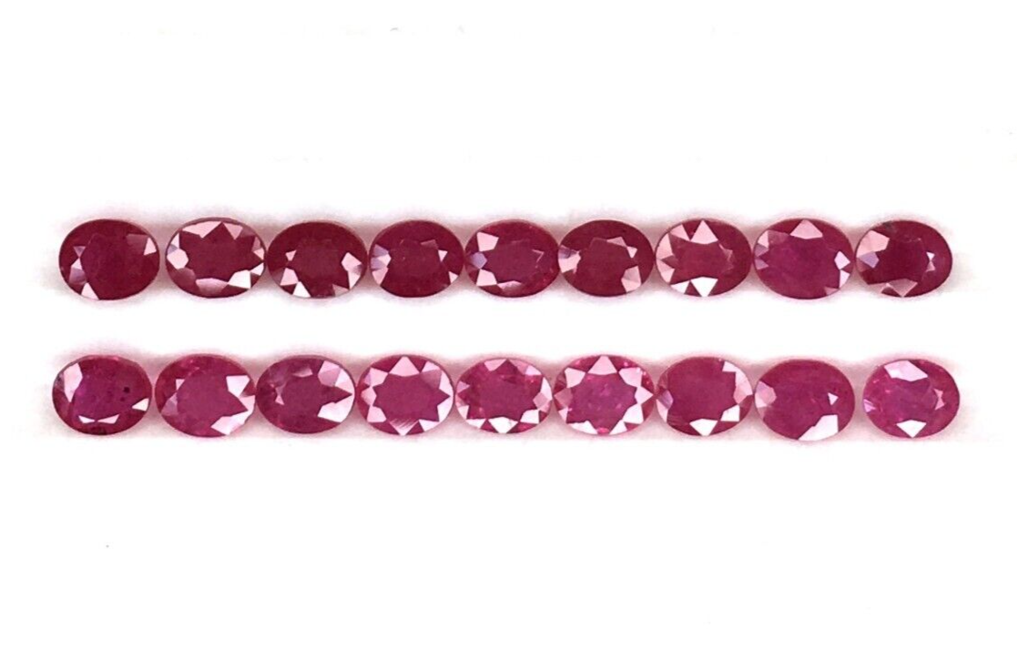 2Pcs Natural Mozambique Ruby 5x4mm Oval Precious Loose Gemstone For Jewelry Gift