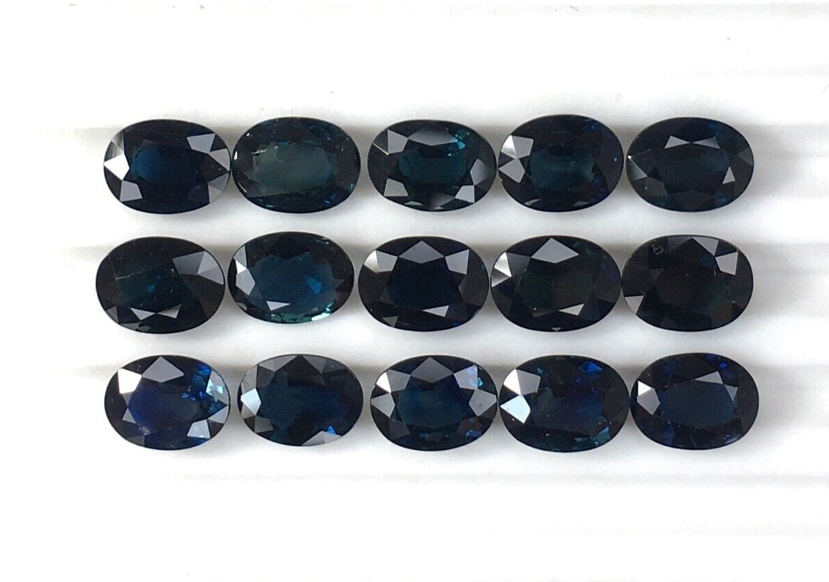 2 Pcs Natural Blue Sapphire 8x6mm Oval Loose Gemstone For Jewelry Making Gifts