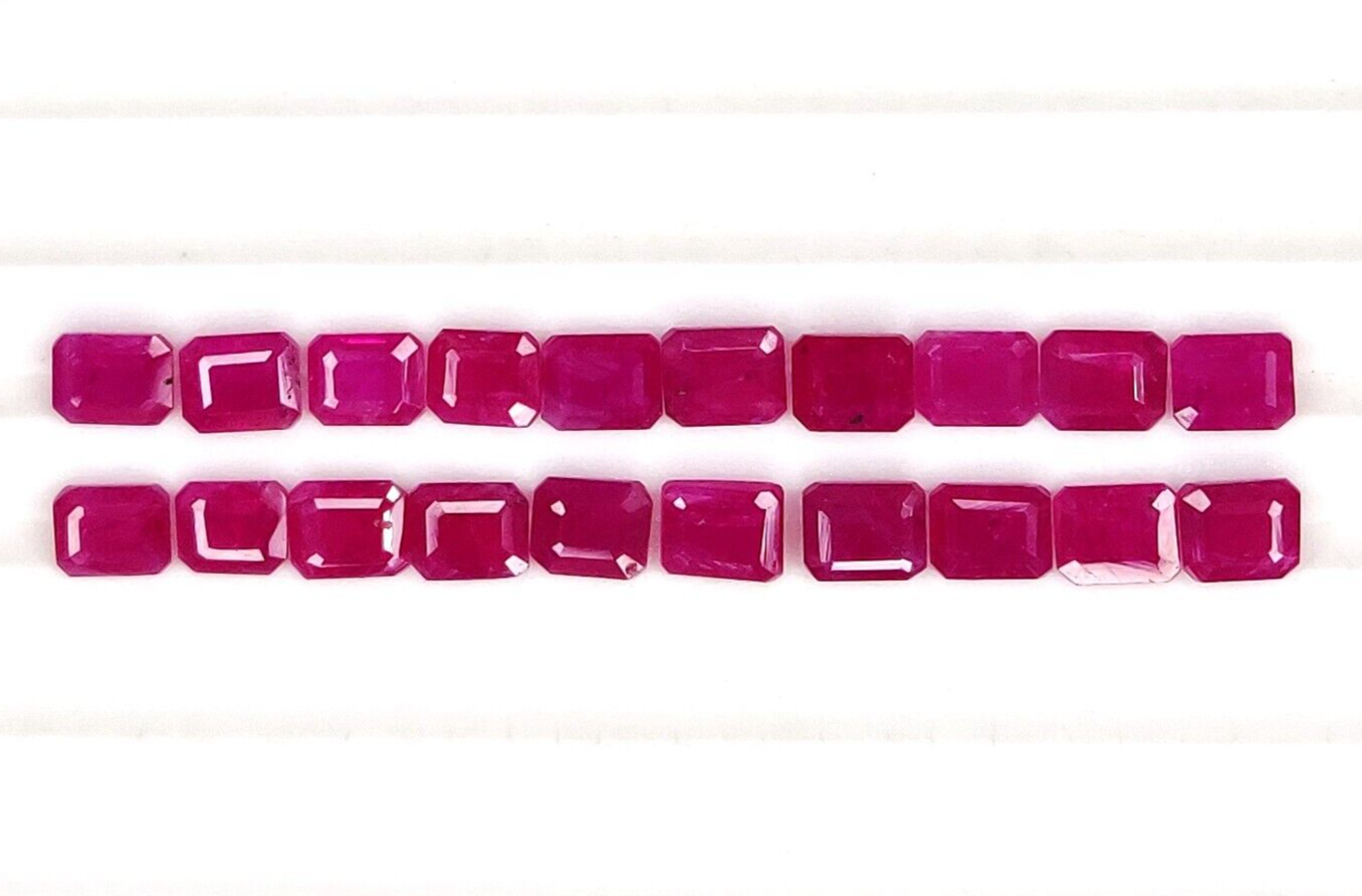 4Pcs Natural Johnson Ruby 5x4mm Octagon Precious Loose Gemstone For Jewelry Gift